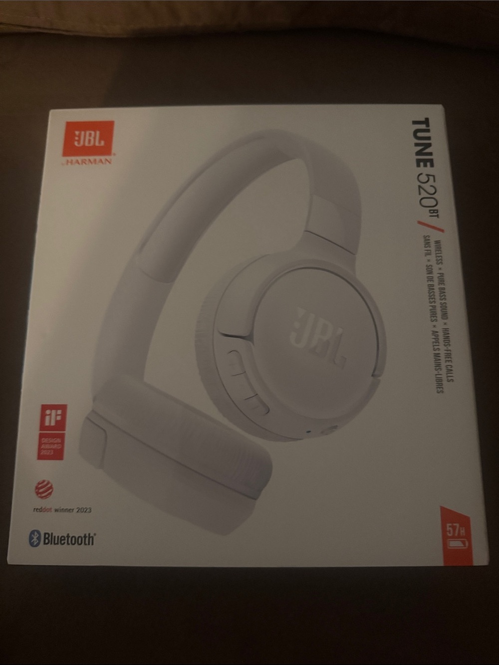 JBL Wireless Headphones White Tune 520 BT